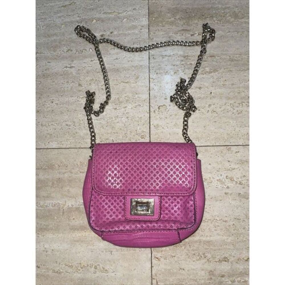 JUICY COUTURE Hot BARBIE Pink Leather Crossbody‎  Shoulder Bag Gold Chain